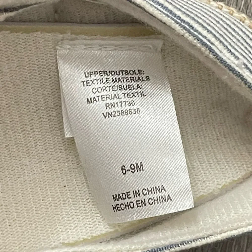 Target Baby Girl’s Striped Seersucker Bow Detail Slipper Crib Shoes 6-9 Months